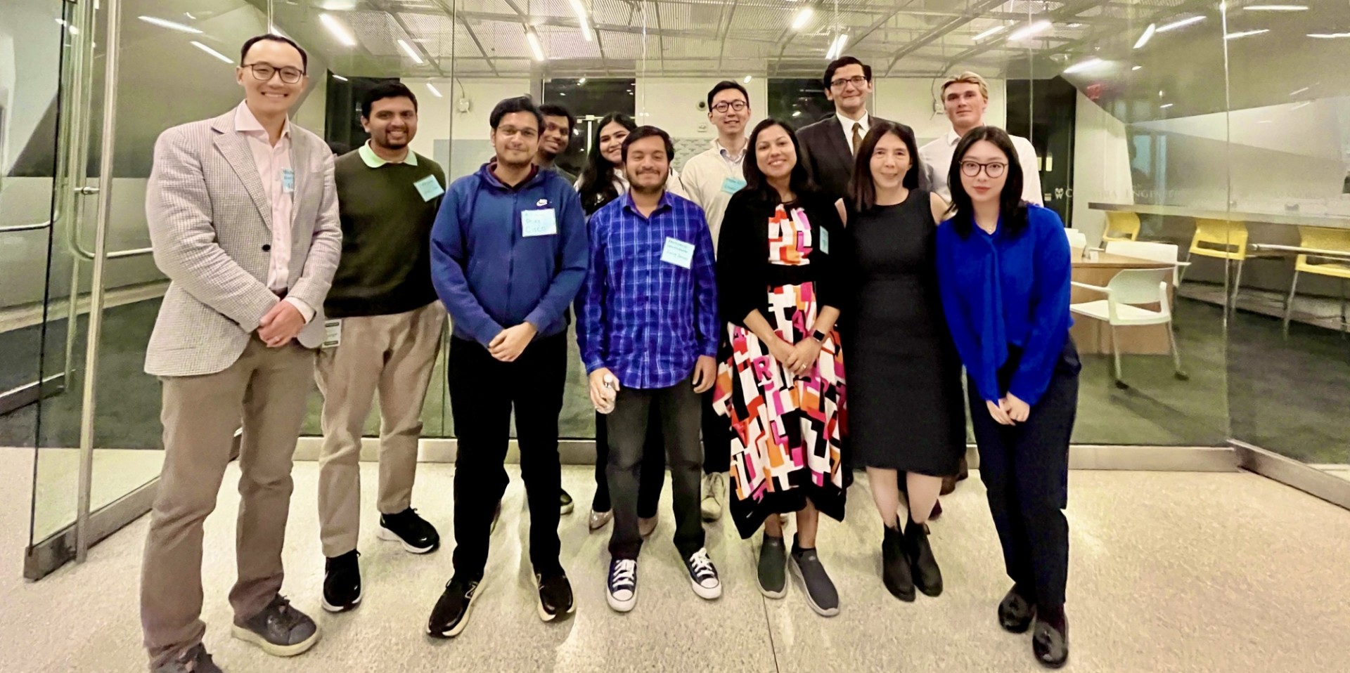 From left to right: Michael Wang, Crispin Lobo, Atharva Deore, Shounak Roy, Mili Sehgal, Prathamesh Sahasrabudhe, Minghao (Andy) Li, Shounak Roy, Thomas Slanover, Gudmundur Jonasson, Jennifer Lee (staff), Tina Wang (staff)