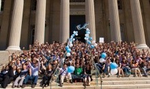 large crowd in front of Low Library