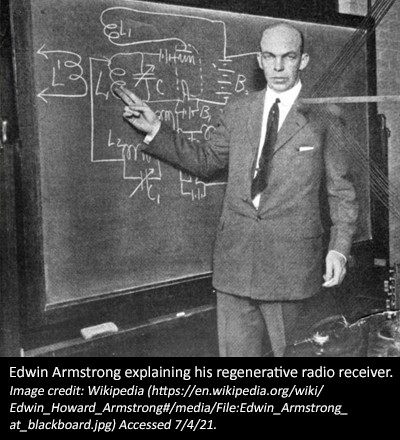 Edwin Armstrong explaining his regenerative radio receiver.