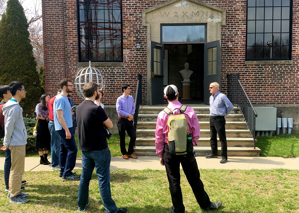EE students, faculty, and staff at the Armstrong Tower historical site.