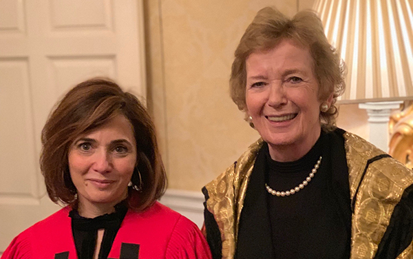 Prof. Lipson with Dr. Mary Robinson, chancellor of the University of Dublin.