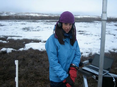 Earth scientist Natalie Boelman and her colleagues are automating the analysis of five breeding seasons of songbird calls in the Arctic. (Heather Greaves)