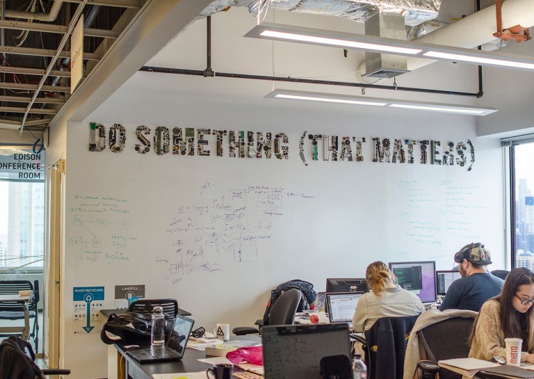 Inside the Urban Future Lab, the company’s Metrotech home. (Photo: Molly Stromoski for Observer) Inside the Urban Future Lab, the company’s Metrotech home. (Photo: Molly Stromoski for Observer)