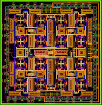 Photograph of the 4x4 topological insulator chip