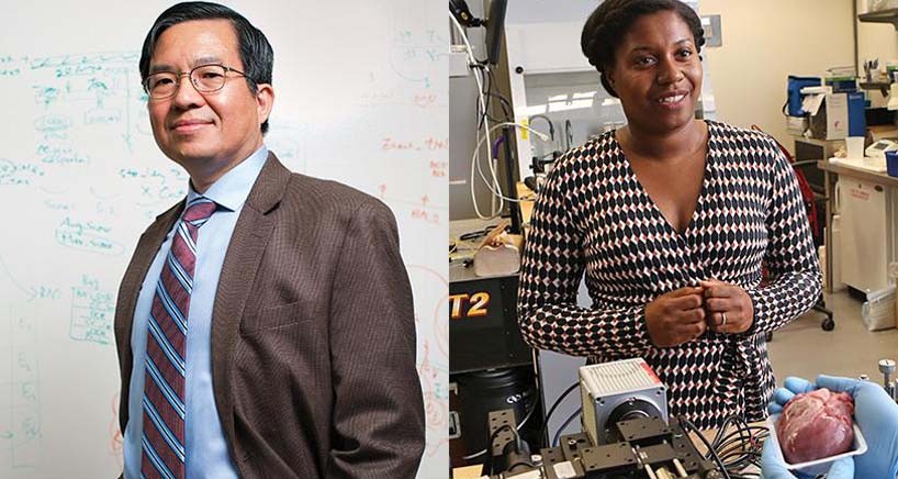 Shih-Fu Chang, Richard Dicker Professor of Electrical Engineering and professor of computer science, and Christine Hendon, associate professor of electrical engineering. Shih-Fu Chang, Richard Dicker Professor of Electrical Engineering and professor of computer science, and Christine Hendon, associate professor of electrical engineering.