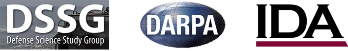 Logos for Defense Science Study Group, DARPA, and IDA