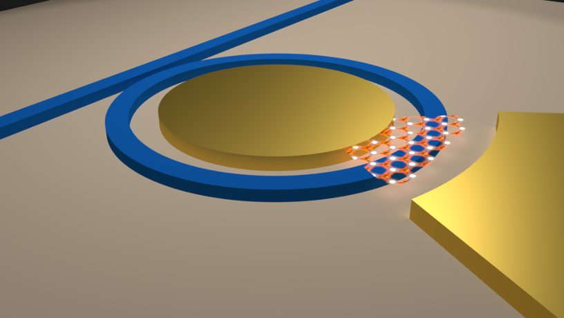 Integrated micro-ring resonator based low loss optical cavity with semiconductor 2D material on top of the waveguide.