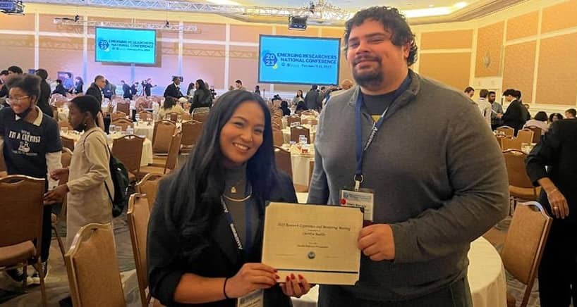 Cherrilyn Badilla (The Clinton School) and Edwin Marrero (Hamilton Grange Middle School) receiving their awards. Credit: Columbia Engineering Office of Outreach 