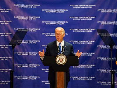 Vice President Joe Biden at the July 27 press conference —Photo by University of Rochester Vice President Joe Biden at the July 27 press conference
—Photo by University of Rochester