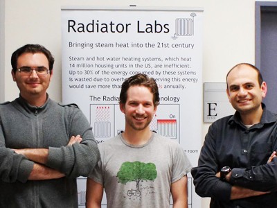 L-R: John Sarik PhD’13, Marshall Cox PhD’13, and Associate Professor John Kymissis
—Photo courtesy of Radiator Labs