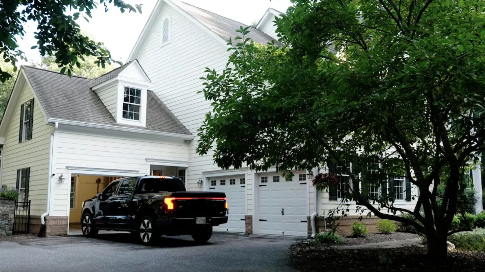 Brian Foreman's electric Ford F-150 Lightning can power his home in Highland, Maryland, for days in the case of a power outage. (Sunrun)