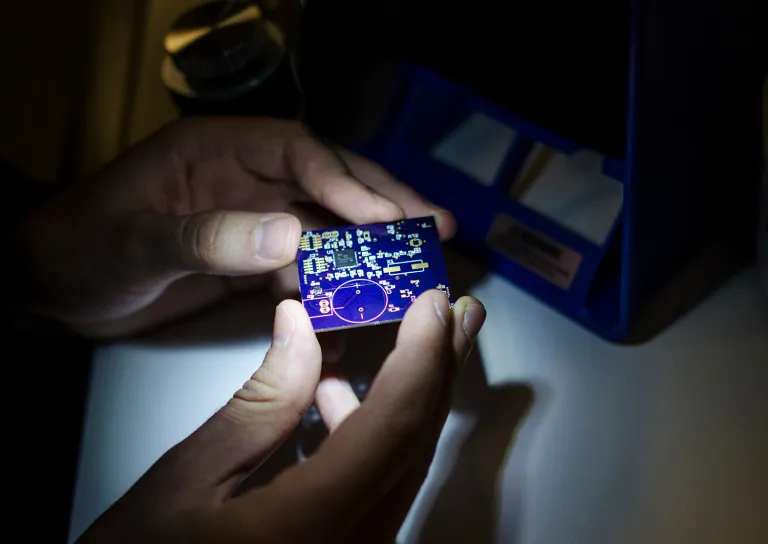 A prototype Cozy sensor. (Photo: Molly Stromoski for Observer)