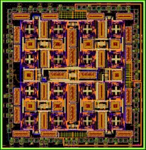 Photograph of the 4x4 topological insulator chip