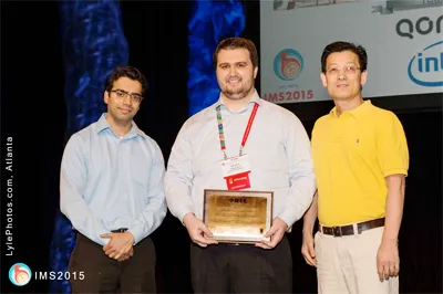 L-R: Assoc. Prof. Harish Krishnaswamy, PhD student Tolga Dinc, and UC-Riverside Prof. Albert Wang, TPC co-chair for 2015 IEEE RFIC